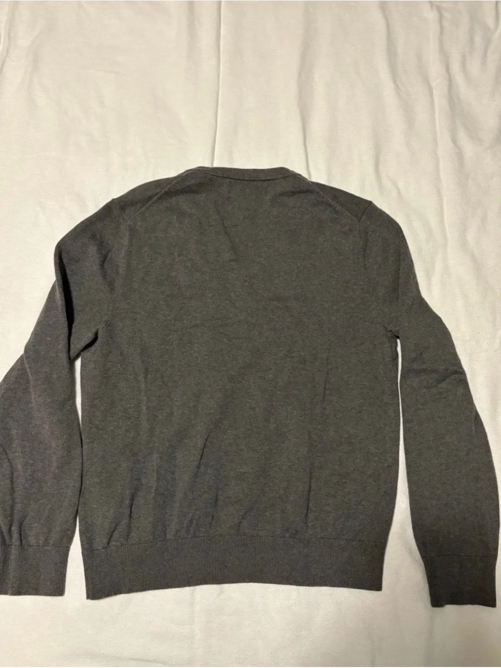 Lands' End Men's V-Neck Sweater in Dark Gray Medium  Supima Cotton
